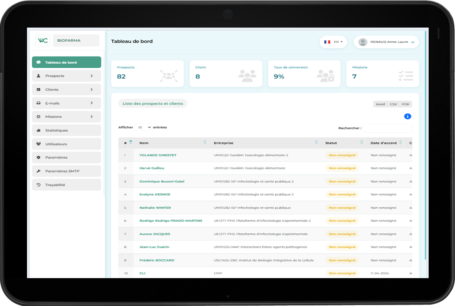 Tablette CRM